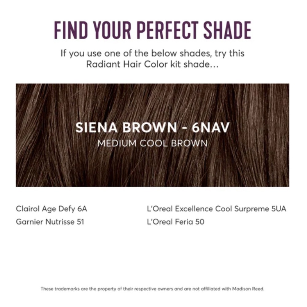 Madison Reed Hair Color SIENA BROWN - 6NAV
Medium Smoky Brown